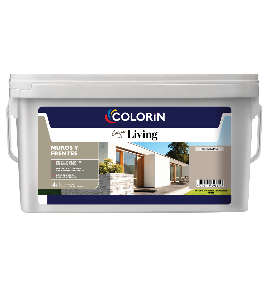 Látex Exterior Impermeable Living Muros y Frentes Mate 4 Lt Colorín