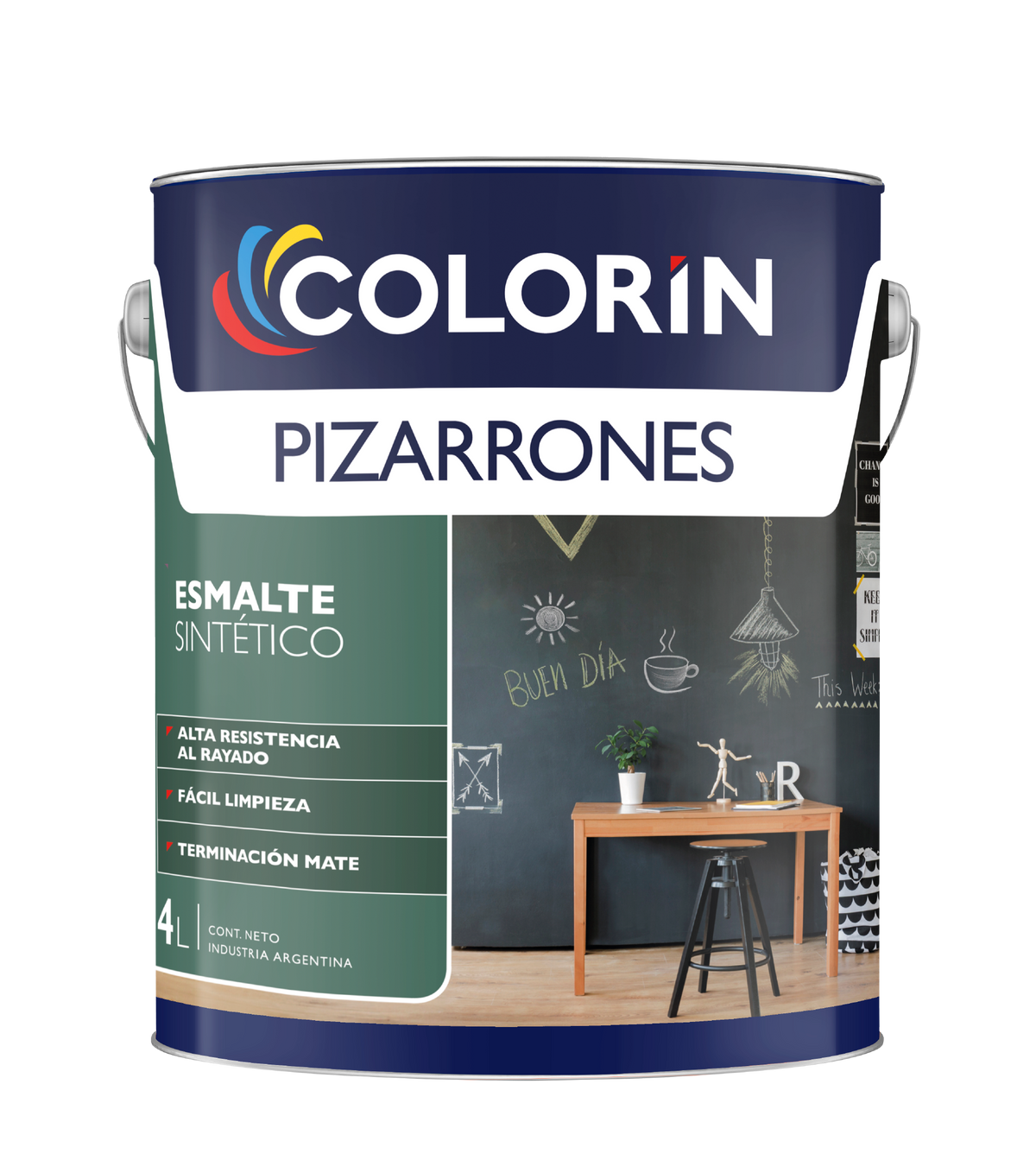 Esmalte Sintético para Pizarrones Mate Negro 4 Lt Colorín