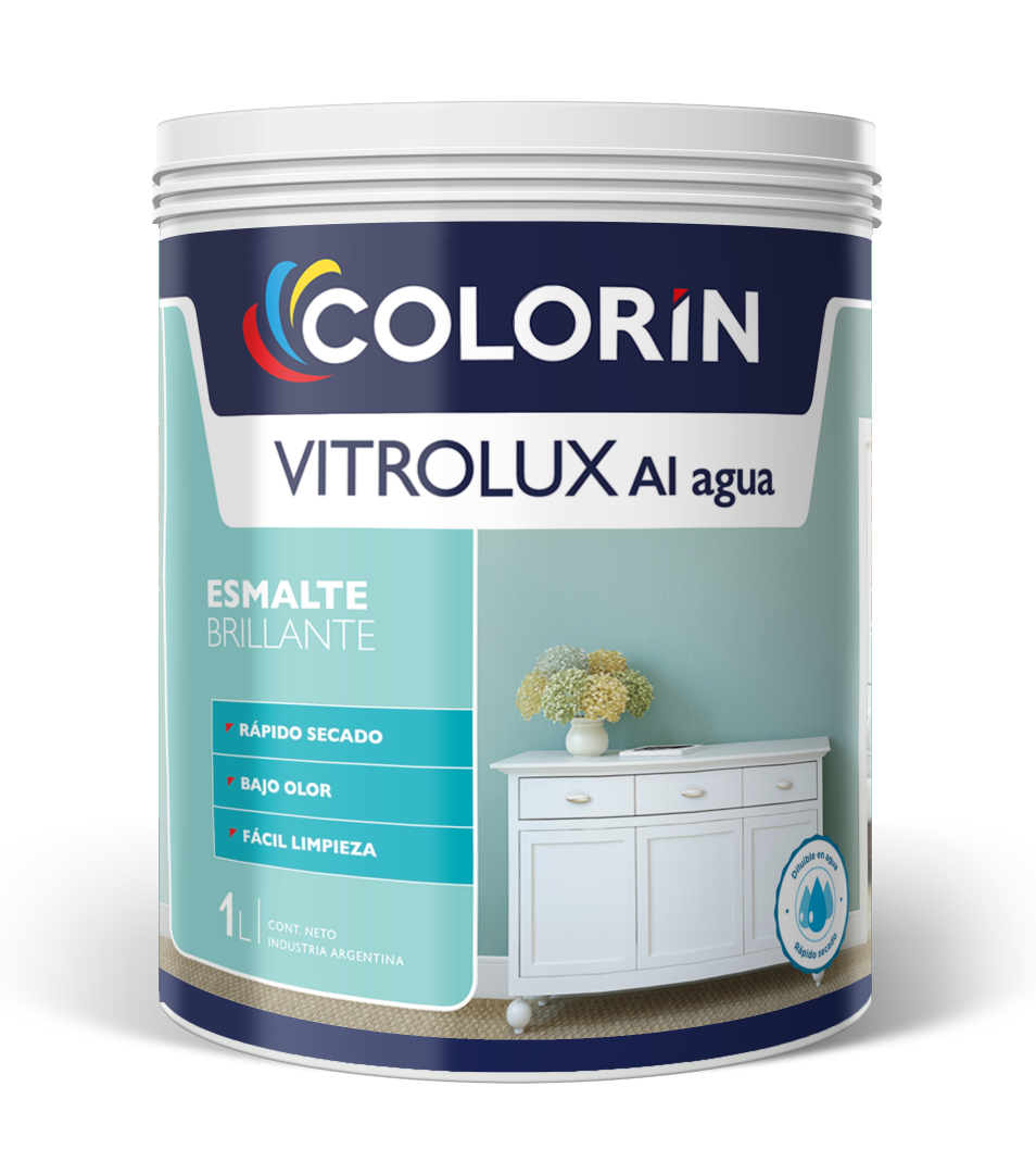 Esmalte al Agua Vitrolux Brillante 1 Lt Colorín