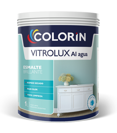 Esmalte al Agua Vitrolux Brillante 1 Lt Colorín