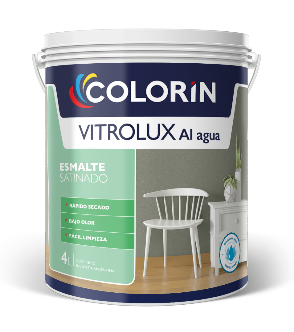 Esmalte al Agua Vitrolux Satinado 4 Lt Colorín